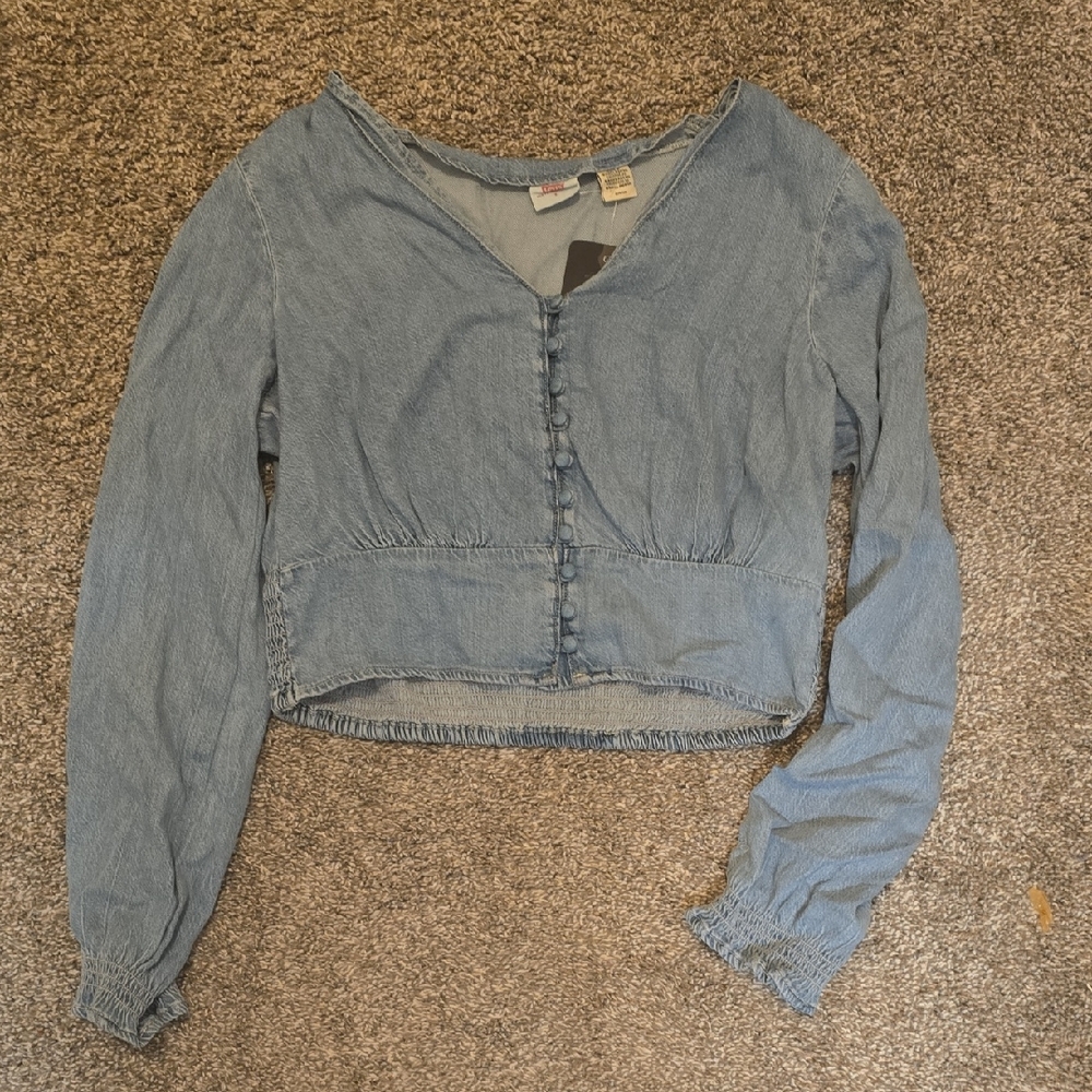 Levi's Light Blue Cropped Denim Shirt